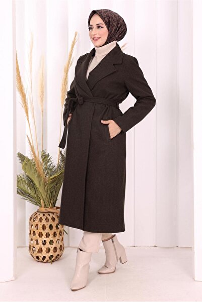 TRENDTESETTÜR Women's Brown Belted Coat t 96007-1
