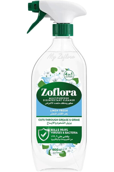 Zoflora مطهر متعدد الأغراض 4 في 1 - انتعاش الكتان - 800 مل - منظف لجميع الأسطح