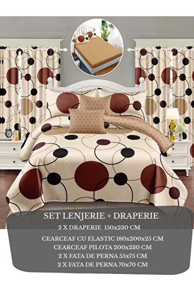 Patul Bed Linen + Drapery, Fine Cotton, Sulphur, Double Bed, Fitted Sheet, 8 Pieces