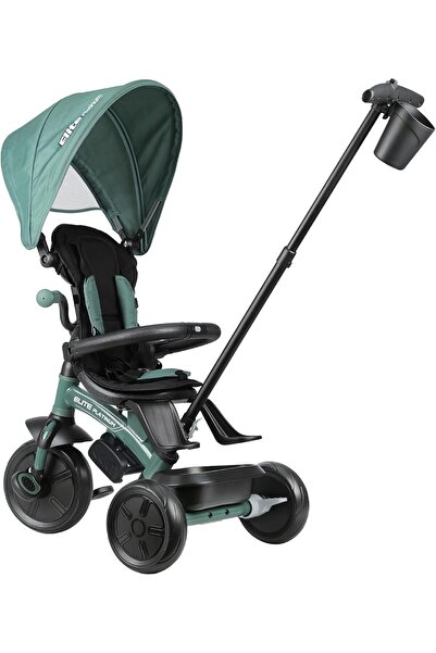 QPLAY Elite Platinum 6-in-1 Tricycle for Kids 10M-6Y+, 360° Rotating Seat, UPF50+ Canopy, Green