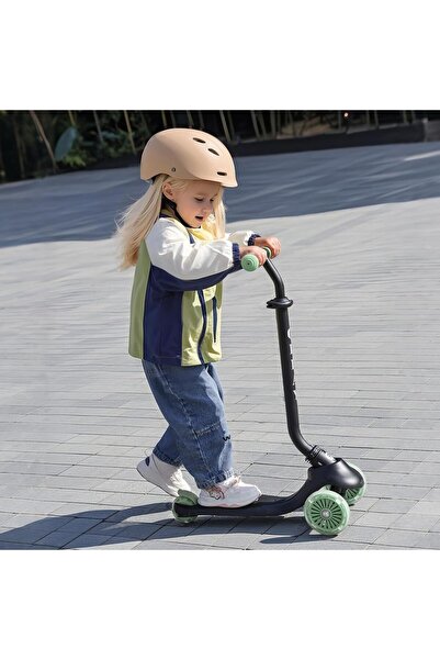 QPLAY Sema EVO 5-in-1 Ride-On Scooter with Seat, LED Lights, Foldable - Green