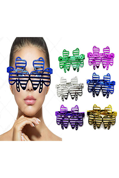 ZERO LAND Lvsqvr Metalized Extra Shiny Leaf Blinds Party Glasses 6 Colors (80436) 6 Pieces