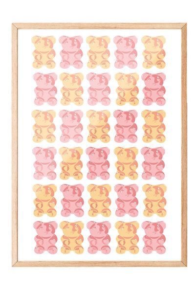 Zestia Tablou cu ramă din lemn, model cu ursuleț colorat - Pop Art, Poster de...