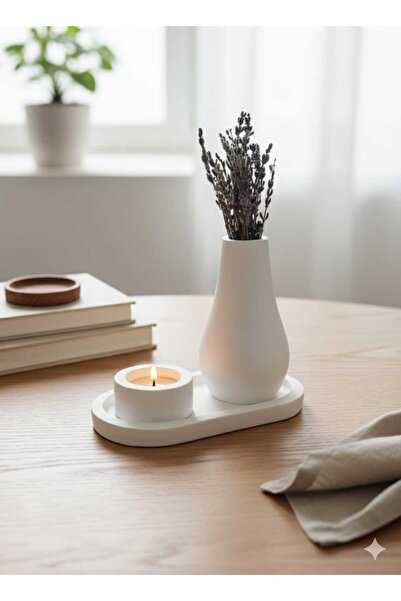 TACTIC Decorative Black Set of 3 - Minimal Vase and Candle Holder Set |   Stylish Home and Office Decoration Product