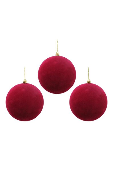 Parti Adresi Kadife Yılbaşı Topu – Çam Ağacı Süsü Bordo 12 cm 3'lü