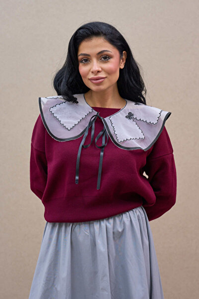 KÜÇÜĞÜM BUTİK Beyaz Siyah Dantelli Fisto Yaka