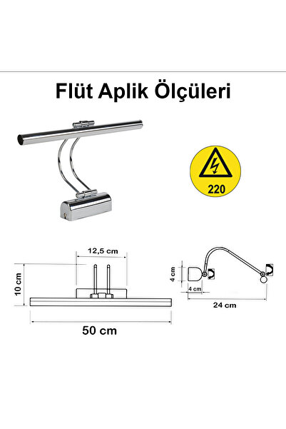 Merwish Flüt Led Aplik 50 CM 4000K Soft Beyaz Banyo Tablo Çalışma Masası Duvar Aydınlatma Lamba
