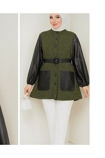 Hugglii Triko Deri Kol Detaylı Kısa Tunik