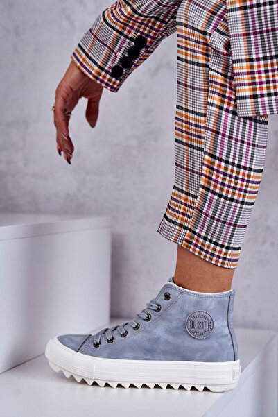 Big Star Shoes Adidaje calde din piele pentru femei Big Star EE274115 albastru deschis 37