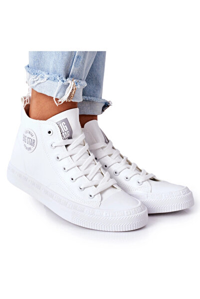 Big Star Shoes Adidaje înalte din piele pentru femei Big Star GG274016 White 38