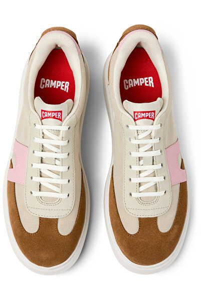 CAMPER Women Beige Pink Detailed Nubuck Comfortable Sole Lace-Up Casual Shoes Runner K21