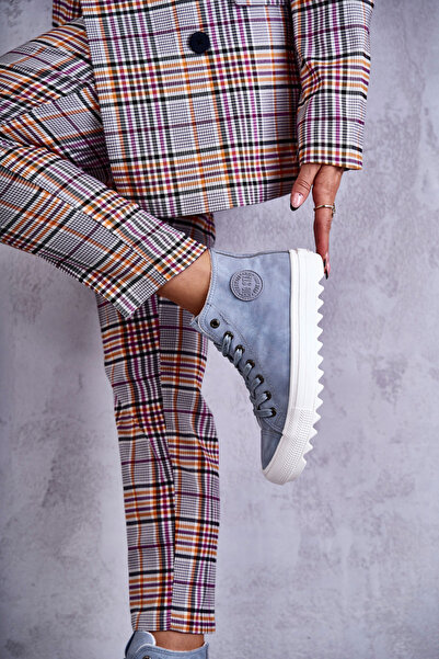 Big Star Shoes Adidaje calde din piele pentru femei Big Star EE274115 albastru deschis 37