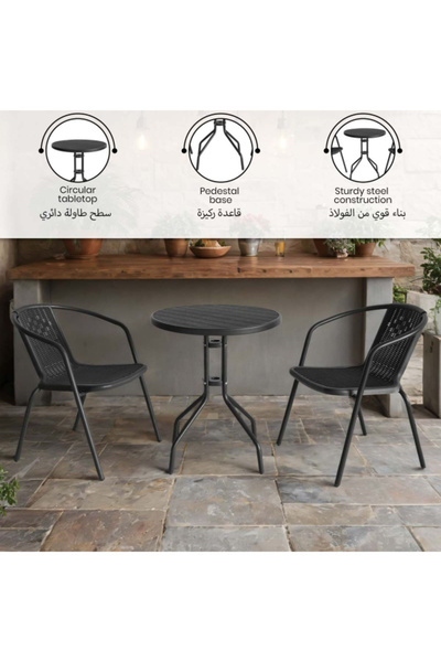 Living Accents 3-Piece Durable Sturdy Elegant Round Coffee Bistro Set
