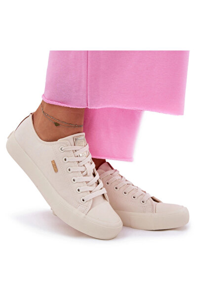 Big Star Shoes Women's Big Star Fabric Sneakers RR274768 Beige 36