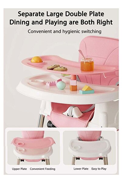 COOYA High Chair, Portable Baby Chair with Dining Tray, Height-Adjustable Dining Table Chair for Bab