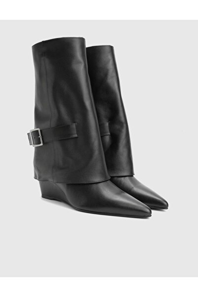 İLVİ İzerba Hakiki Deri Siyah Kadın Topuklu Çizme