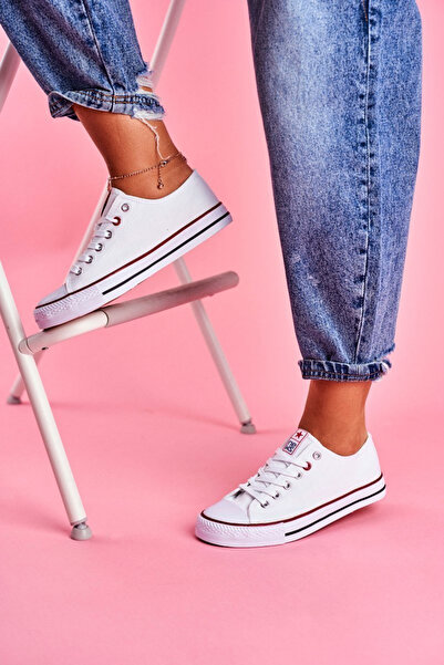 BOTO Classic white sneakers for women with ECOME RED TRIM 40