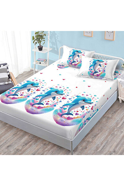 Patul Husa de pat cu elastic + 2 Fete de Perna, Bumbac Finet