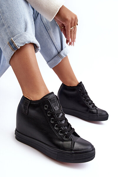 Big Star Shoes Leather Wedge Sneakers Big Star MM274001 Black 38