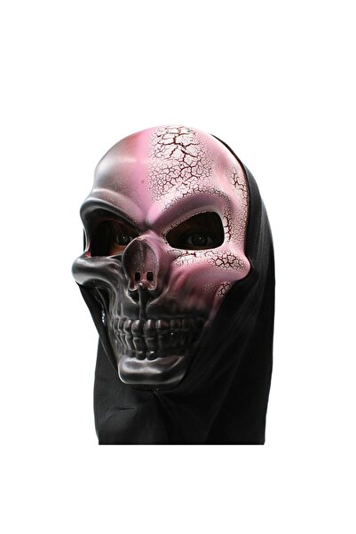 Goodmark Mască de Halloween, Goodmark, model craniu, cu glugă neagră, efect metalic, mărime unică