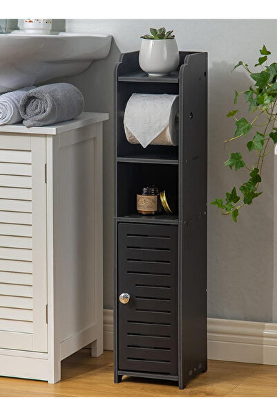 Generic منظم حمام قائم بذاته بجانب المرحاض، ارتفاع 80 سم مع رف وباب، مصنوع من مادة البولي فينيل كلوريد