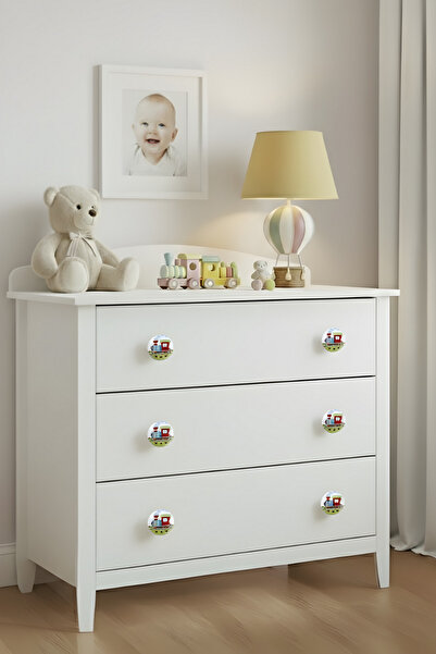 MegaVitrin Porcelain Train Pattern Children's Room Furniture Handle Ceramic Drawer Cabinet Knob