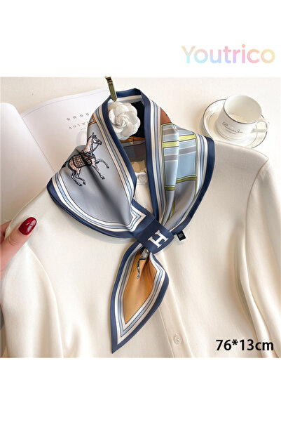 Youtrico وشاح حريري بتصميم قطري مثقب 76*13 سم، إكسسوار عصري متعدد الاستخدامات...