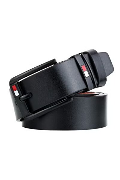Generic حزام رجالي من الجلد الصناعي مزود بإبزيم دبوس (أسود)