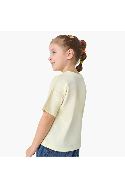 Juniors Embellished Crew Neck T-shirt with Short Sleeves