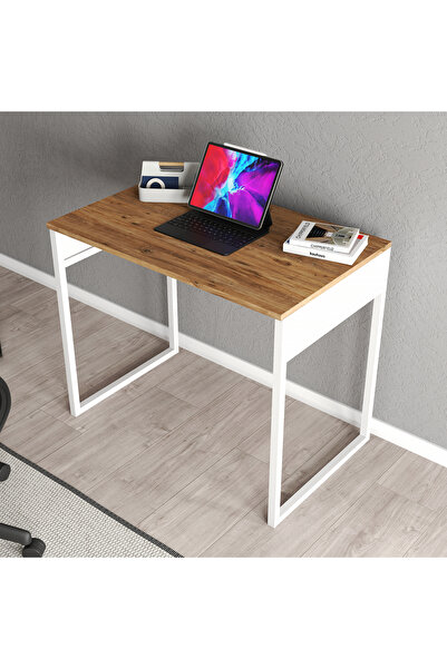 Remaks Vira Metal Ayaklı Çalışma Masası- Atlantik Çam/ Beyaz