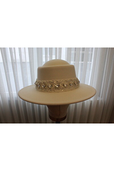 nuit Stone Bridal Hat / Wedding Hat / Bridal Accessory / White Boater Hat