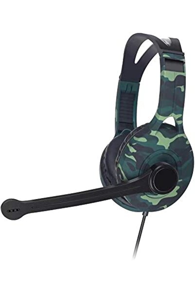 007 سماعة ألعاب سلكية B14 بتصميم فوق الأذن - لون أخضر مموه، مقاس 3.5 مم، ميكروفون، ستيريو