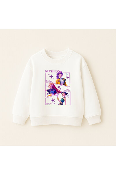 fasardi K-Pop Demon Hunters Huntrix Zoey Rumi Mira Printed Long Sleeve Girls' Sweatshirt