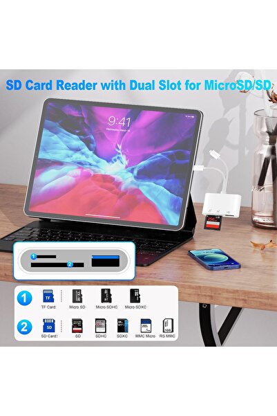 Generic Loydia 3-in-1 SD/MicroSD Card Reader (USB-C / Apple Connector) for iPhone/iPad/USB-C Devices