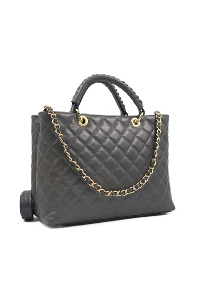 Posete Fagaras Georgie Leather Purse - Grey, 3 Compartments, 3 Pockets, 2 Straps