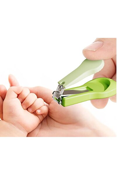 Flippy 4-piece Baby Nail Care Set (ABS + Stainless Steel) with Monkey Storage Case - Green, 0+ month
