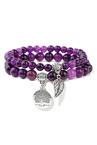 valkyrie Natural Amethyst Stone Double Layer Bracelet Handmadeenergy and Balance Stone