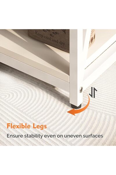 Chulovs Adjustable 3-Tier Console Table 1.00m x 35cm with Charging Outlet, White, Metal