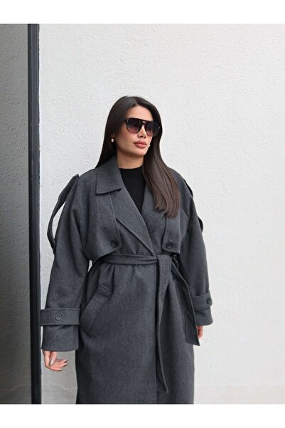 ESRAHELVACI Apolet Detail Belted Long Coat