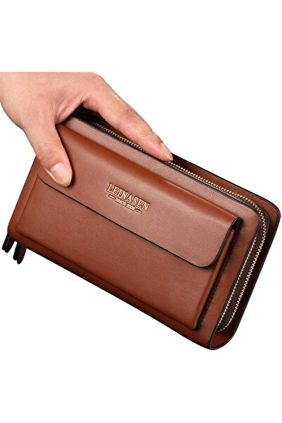 Generic Valentoria Mens Large Long Leather Clutch Hand Bag Wallet Purse (BROWN)