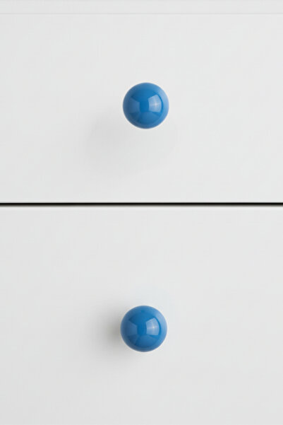 MegaVitrin 5 Pcs Porcelain Ball Knob Blue Children's Room Furniture Handle Ceramic Single Screw Drawer Handle (30 mm)