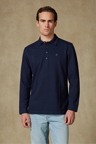 Abbate Ανδρικό μπλουζάκι πόλο με λαιμόκοψη Castle Pike Cotton Comfort Fit Navy Blue