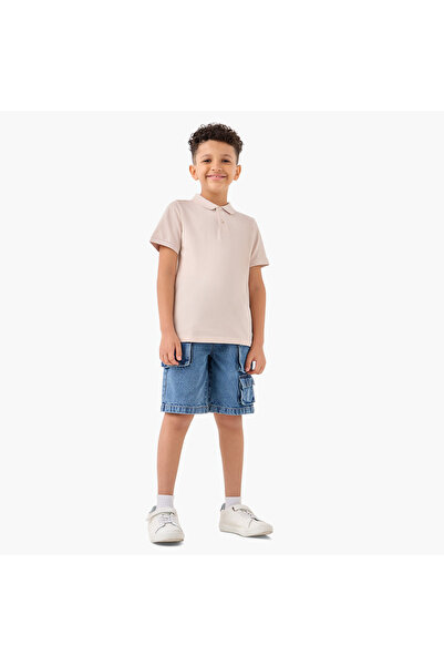 Juniors Solid Polo T-shirt with Short Sleeves