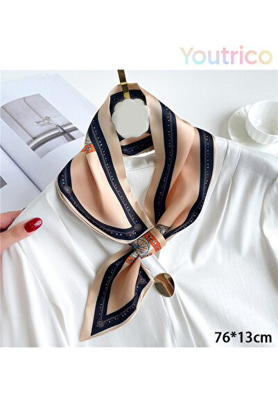 Youtrico وشاح حريري بتصميم قطري مثقب 76*13 سم، إكسسوار عصري متعدد الاستخدامات...
