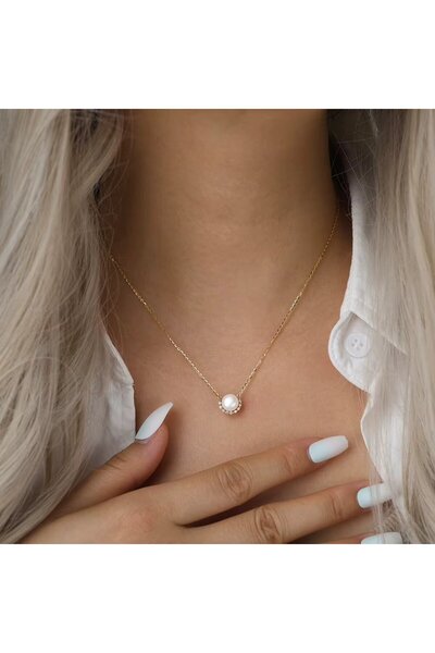 delis Lantisor argint 925, JW1705, model cu perla, placat cu rodiu