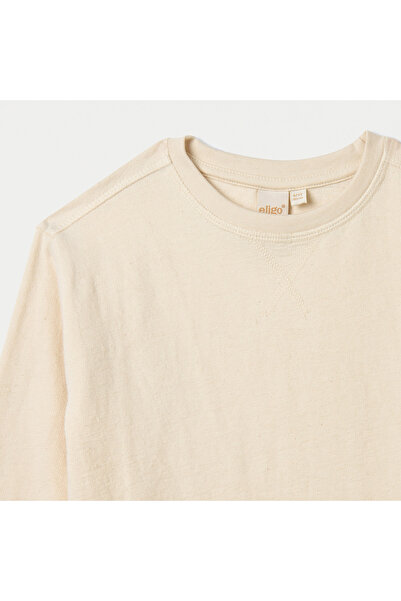 ELIGO Textured Crew Neck T-shirt with Long Sleeves