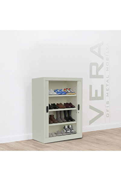 verametal Sürgülü Kapaklı Metal Ayakkabılık – Geniş Raflı Kiler & Arşiv Dolabı