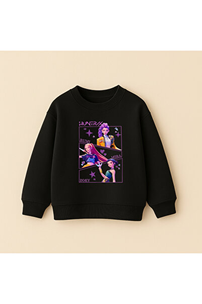 fasardi K-Pop Demon Hunters Huntrix Zoey Rumi Mira Printed Long Sleeve Girls' Sweatshirt