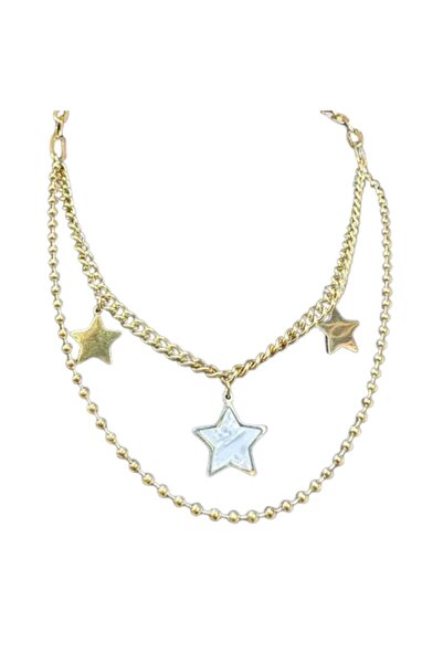 Uretti - Irem 3914 1363 Star Model Double Steel Necklace