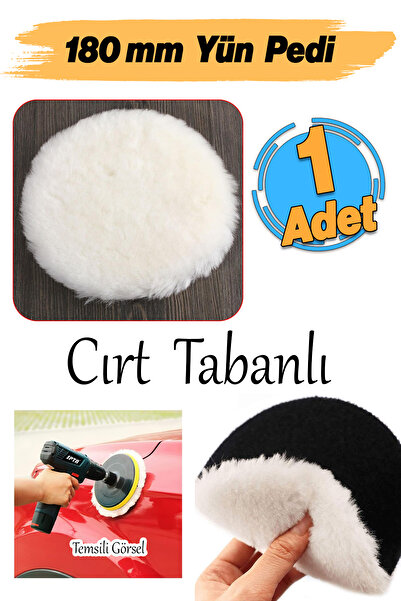 Badem10 ( 1 Adet ) Yün Ped Ø 180 mm Pasta Cila Polisaj Süngeri Cırt Tabanlı K...